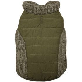 Fashion Pet Sweater Trim Puffy Dog Coat Olive (Option 1: Large)