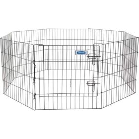 Petmate Exercise Pen Single Door with Snap Hook Design and Ground Stakes for Dogs Black (Option 2: 1 count, Option 1: 24" tall)