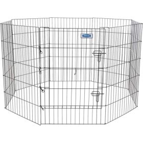 Petmate Exercise Pen Single Door with Snap Hook Design and Ground Stakes for Dogs Black (Option 2: 1 count, Option 1: 36" tall)