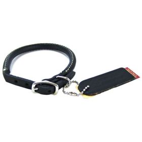 Circle T Pet Leather Round Collar (Option 2: 12" Neck, Option 1: Black)