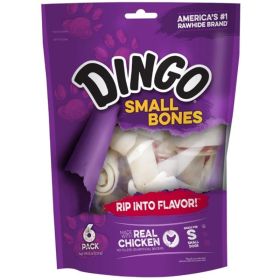 Dingo Meat in the Middle Rawhide Chew Bones (Option 2: 4" (6 Pack), Option 1: Small)