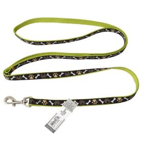 Pet Attire Ribbon Brown Paws & Bones Nylon Dog Leash (Option 1: 6' Long x 5/8" Wide)