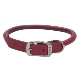 Circle T Oak Tanned Leather Round Dog Collar (Option 2: 20" Neck, Option 1: Red)