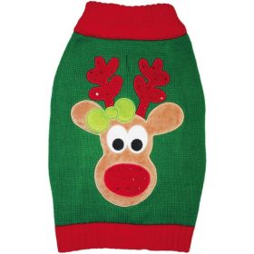 Fashion Pet Green Reindeer Dog Sweater (Option 1: Small)