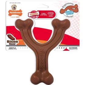 Nylabone Power Chew Wishbone Dog Chew Toy Bison Flavor (Option 2: 1 count, Option 1: Giant)